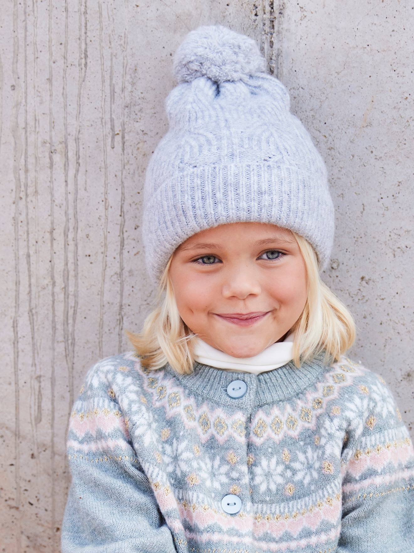 Ensemble fille bonnet snood gants en maille fantaisie gris chin 13 €