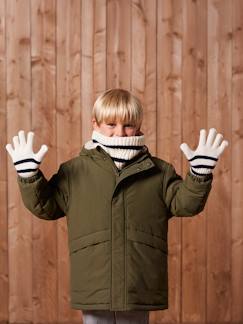 Ensemble rayé garçon bonnet + snood + moufles/gants  - vertbaudet enfant