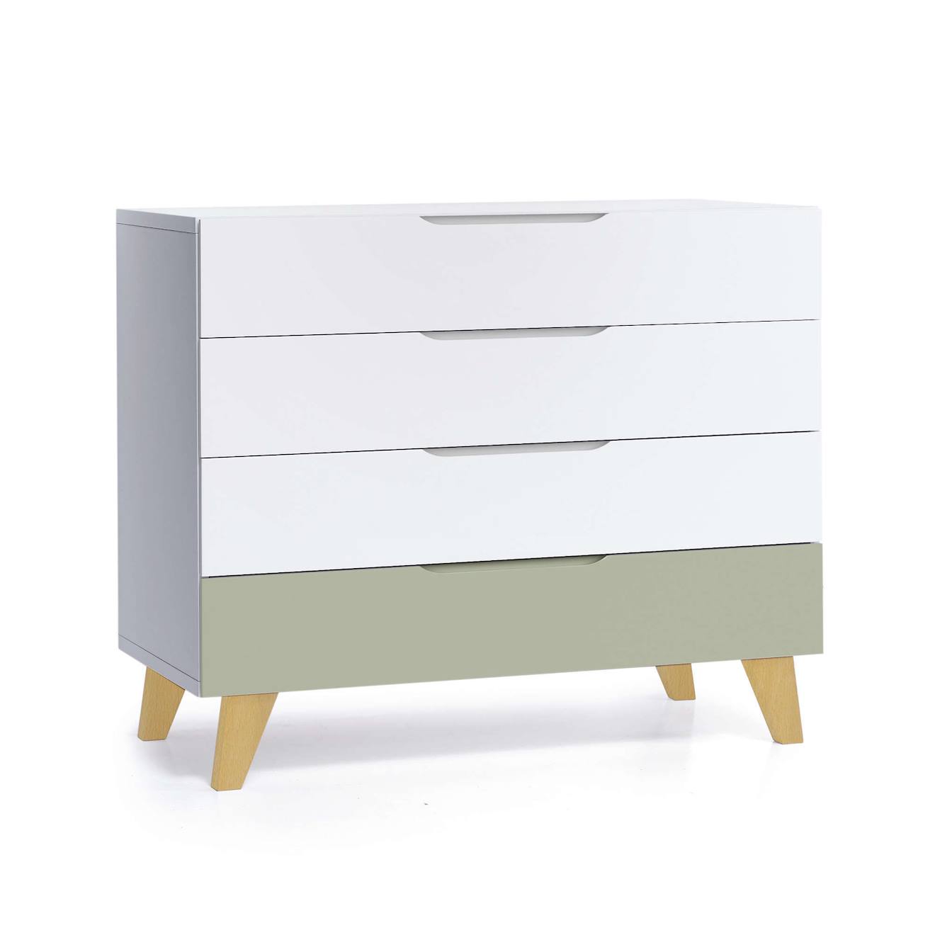 Commode D'enfant Avec Pieds En Bois Vert Olive