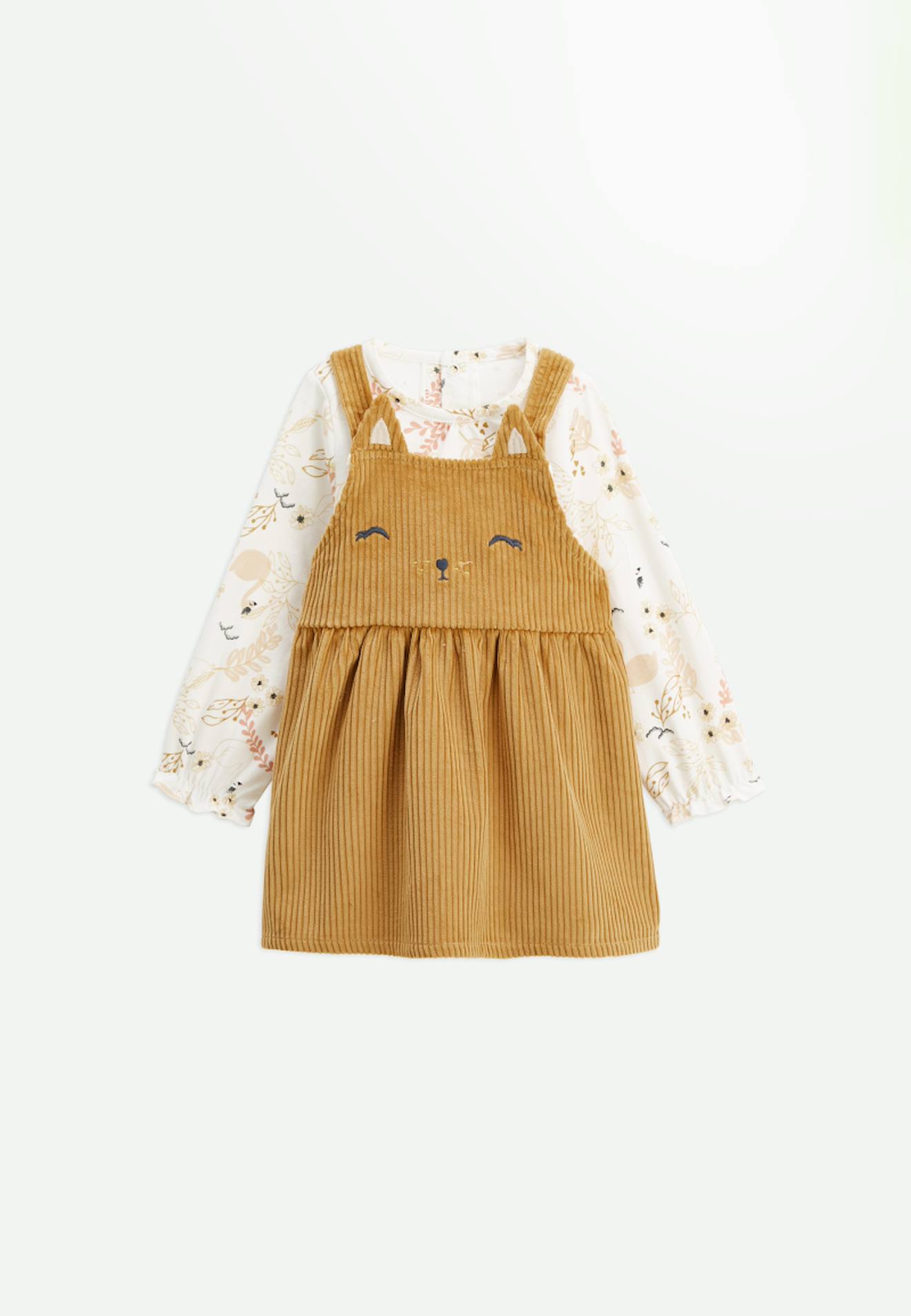 Ensemble Enfant Robe En Velours Côtelé Et T-shirt Swan Ocre