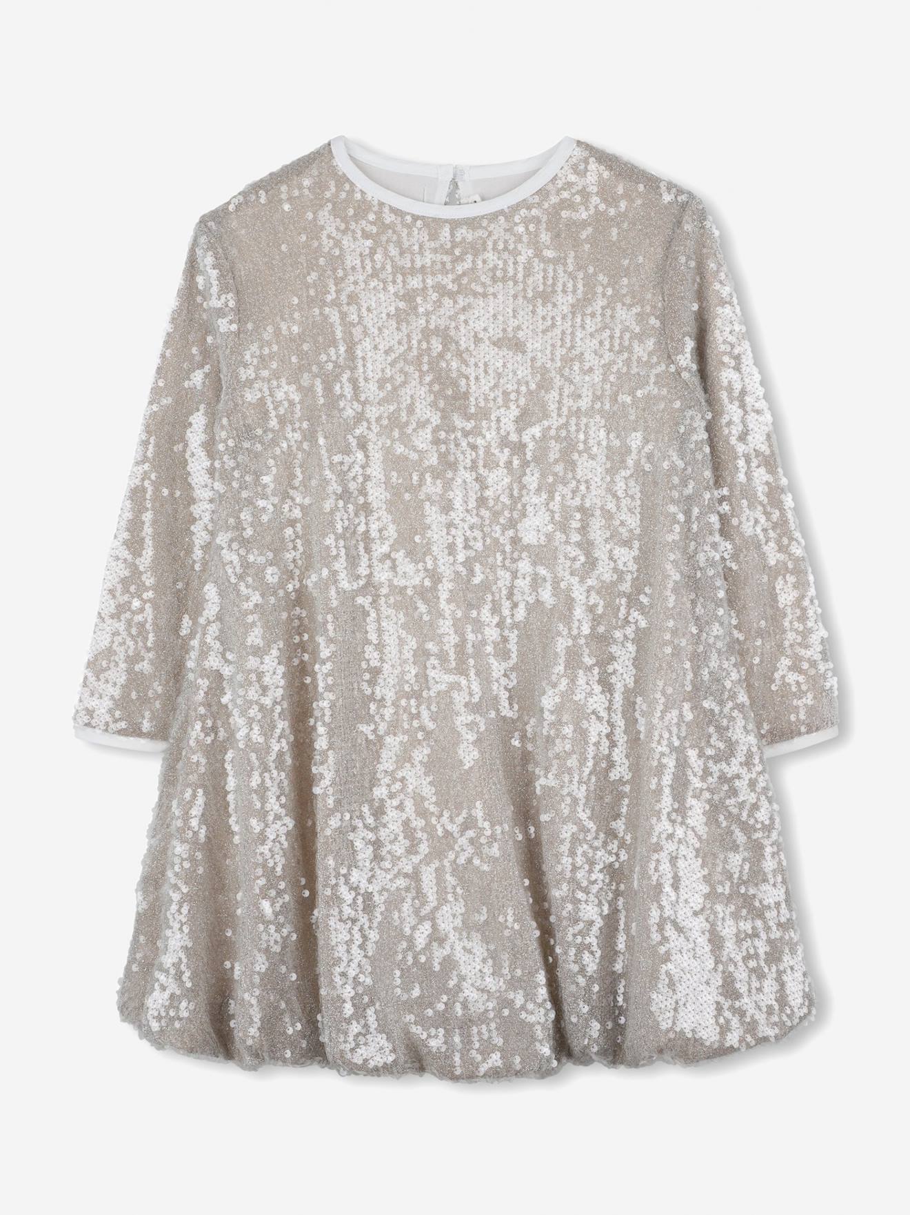 Robe Manches Longues À Strass Light Gold