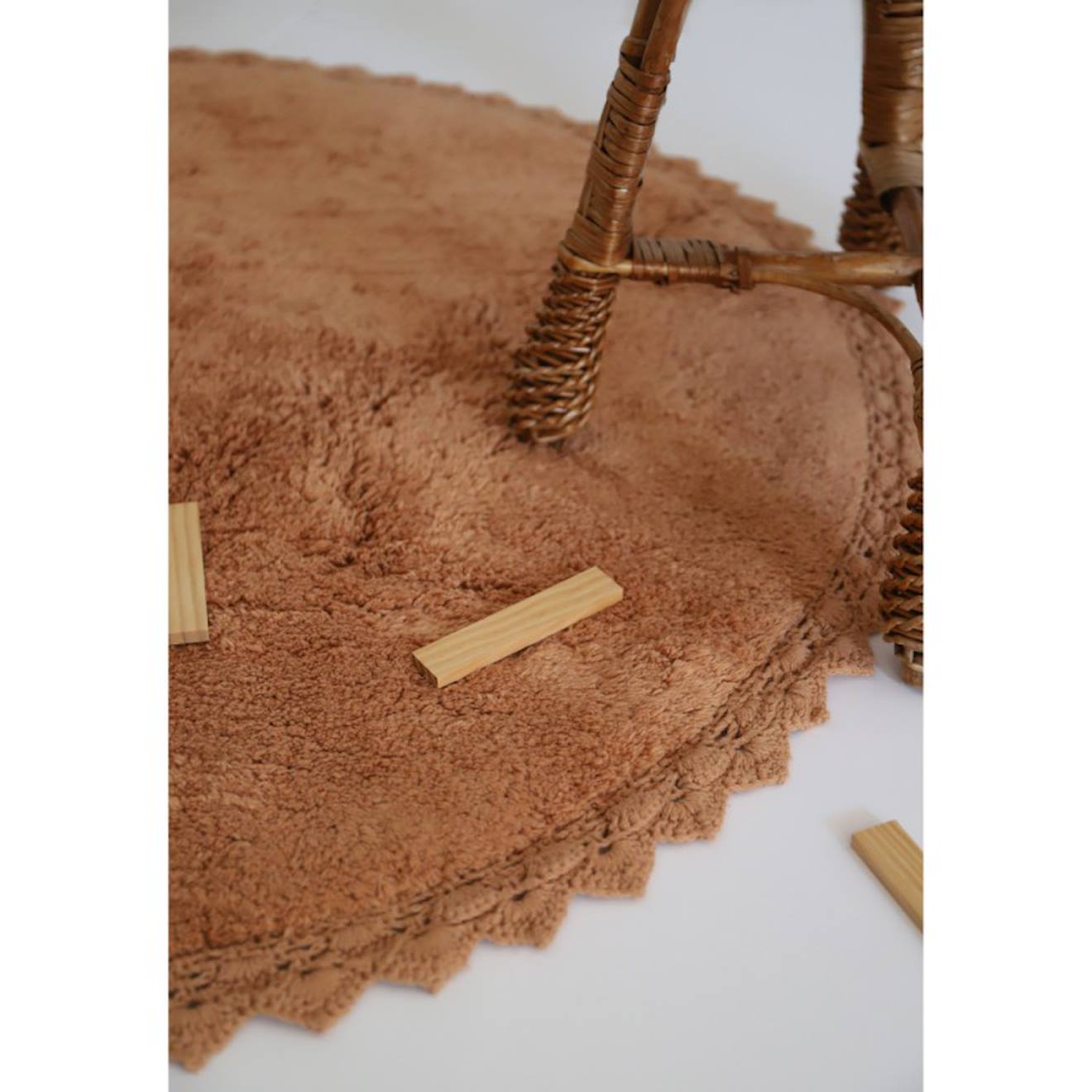 Tapis Rond Coton Lavable Finition Crochet Perla Toffee (Nattiot) - Image 2