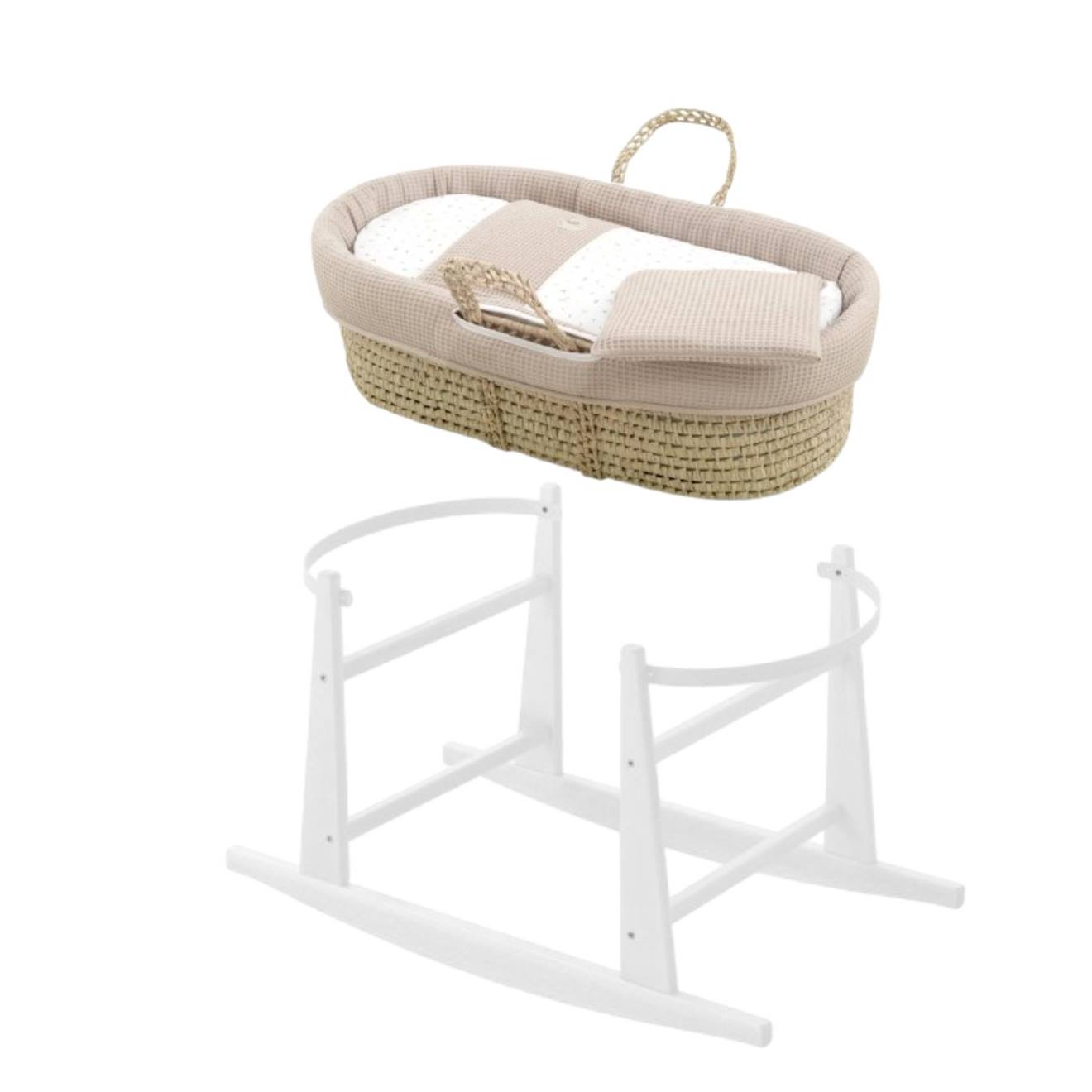 Couffin Matelasse + Support En Bois Beige/white