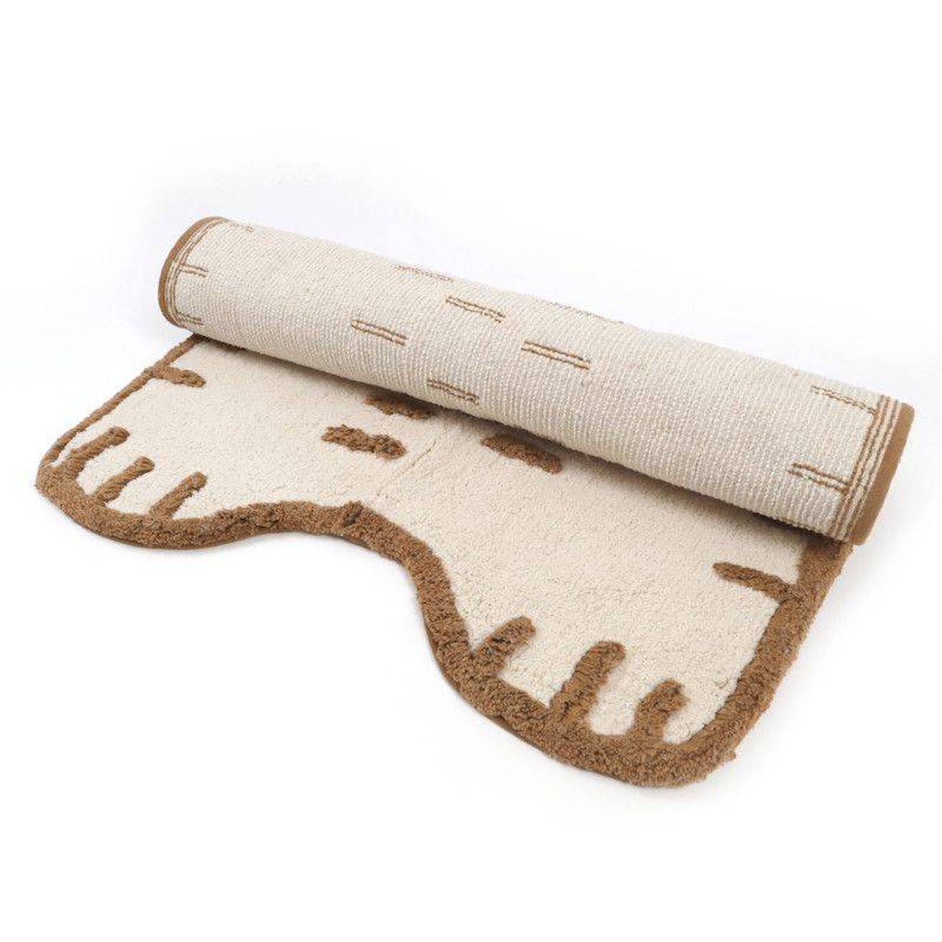 Tapis Chambre Enfant Coton Lavable Petit Chat Little Charlie Ecru Et Caramel (Nattiot) - Image 2