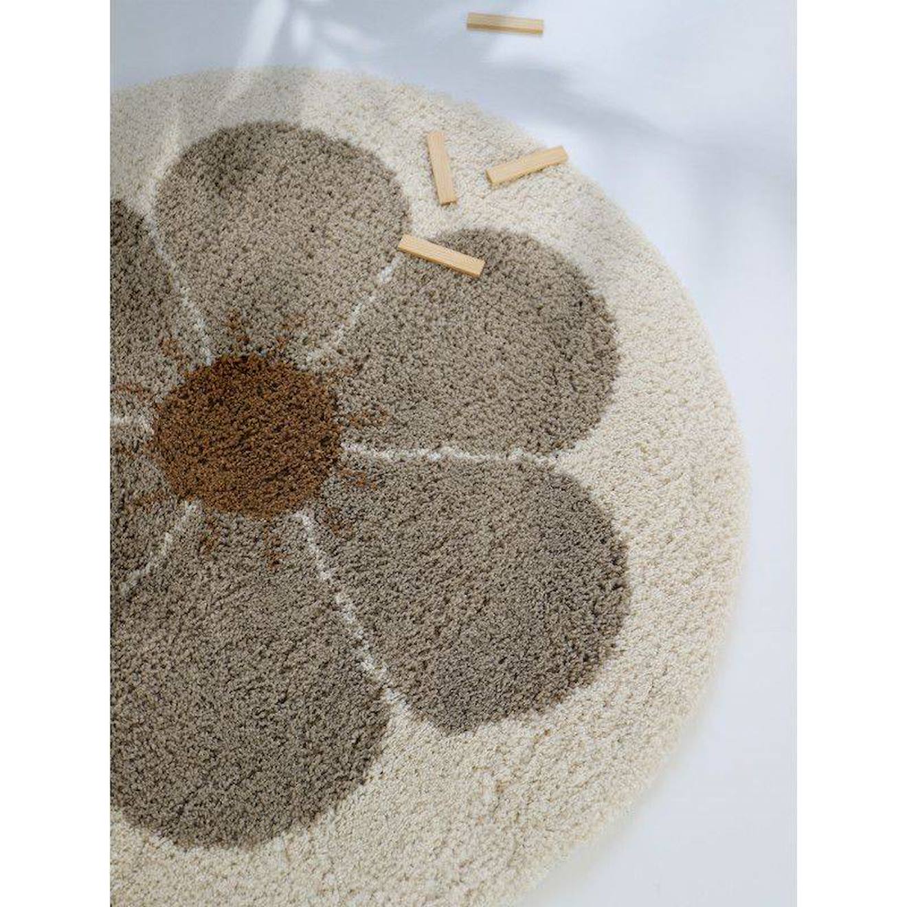 Tapis Chambre Enfant Rond Bohemian Daisy Gris (Nattiot) - Image 2