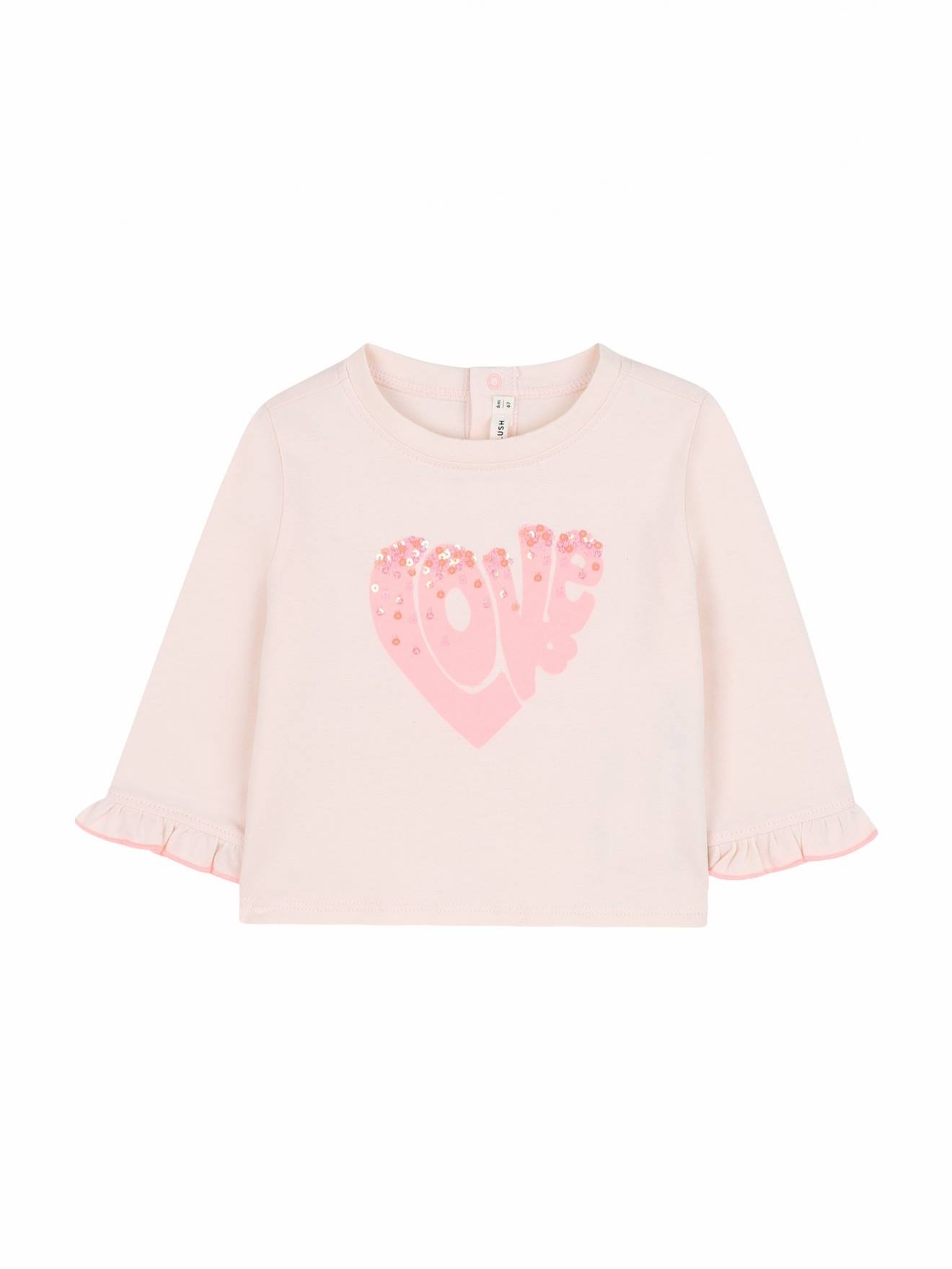 T-shirt Manche Longue À Paillettes Rose Courage