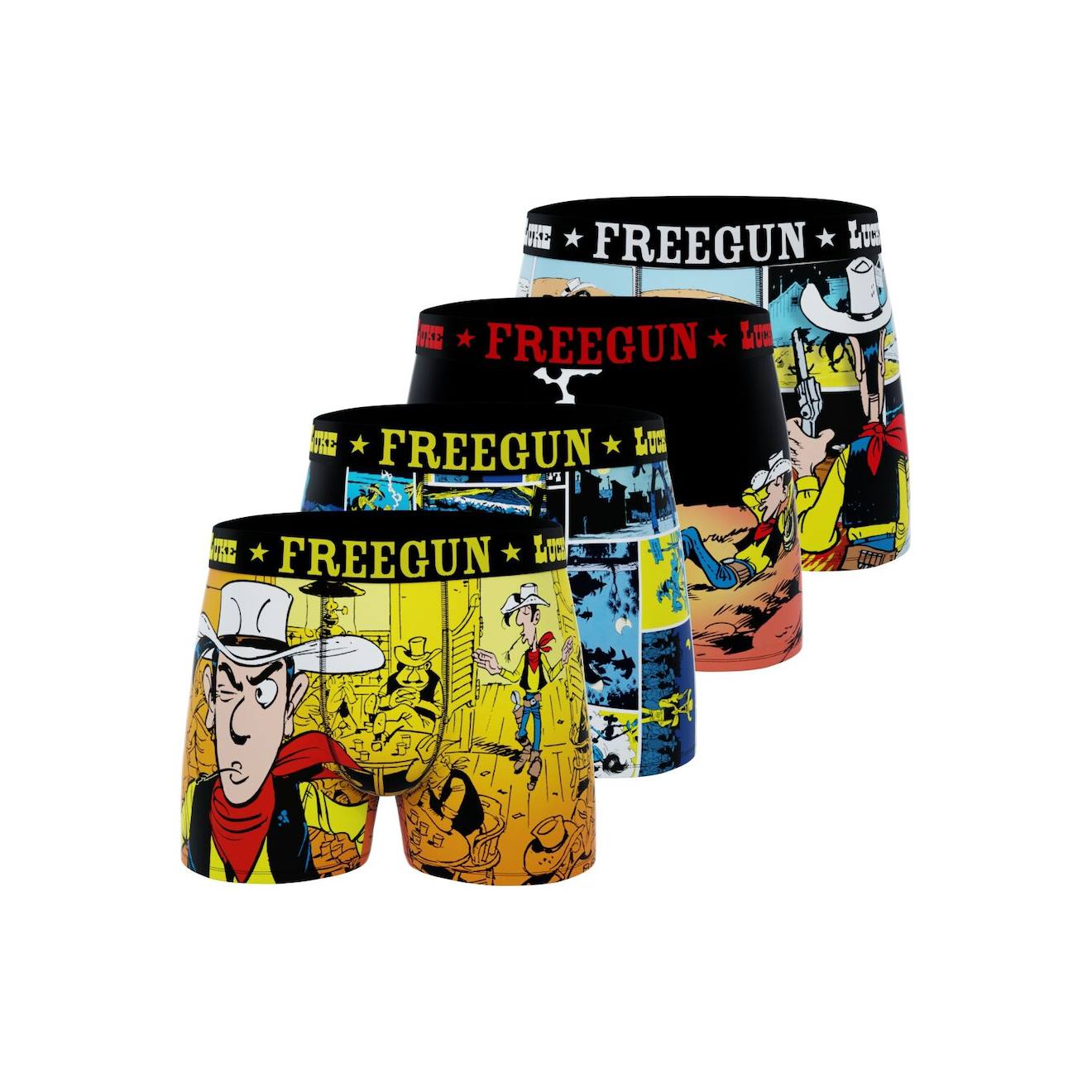 Lot De 4 Boxers Lucky Luke Jaune/noir/bleu