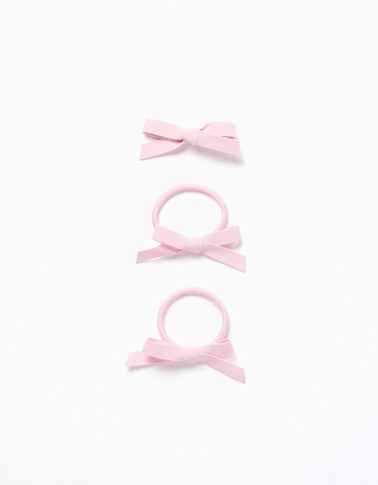 Pack Pince + 2 Élastiques À Cheveux Avec Nœud Rose Clair