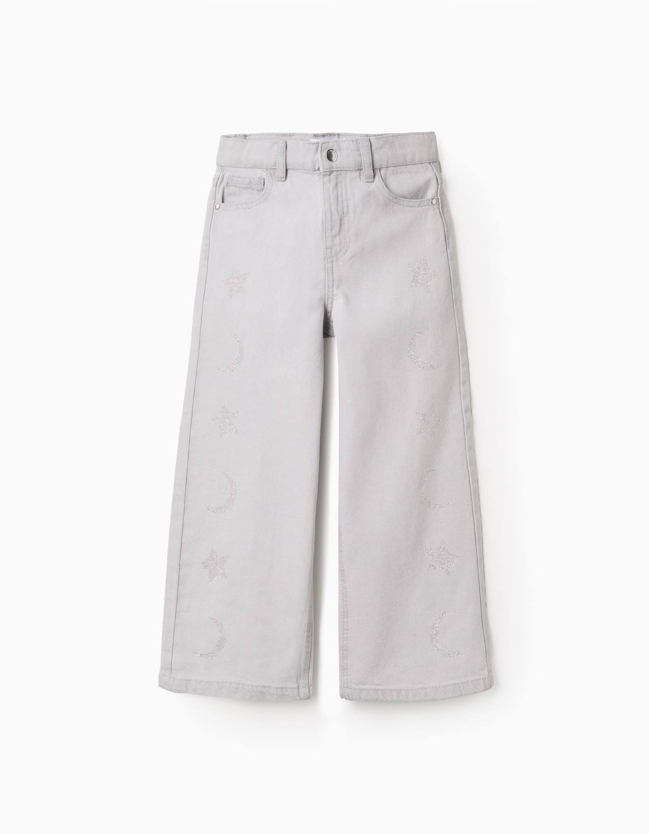 Pantalons larges 100% coton gris clair