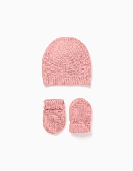 Bébé-Accessoires-Pack de bonnet + gants en maille