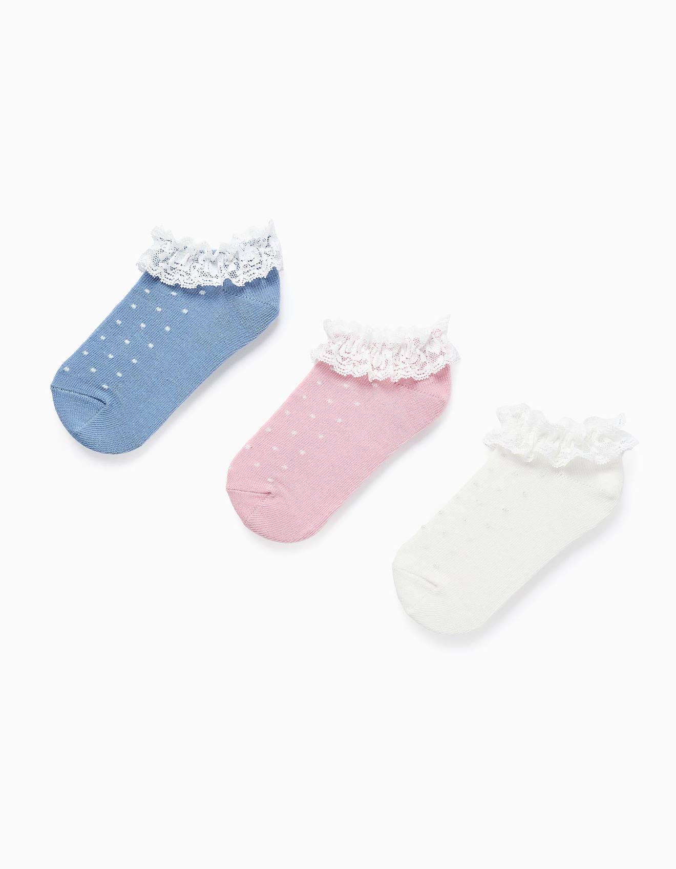 Pack De 3 Socquettes Avec Lurex Et Dentelle Multicolore