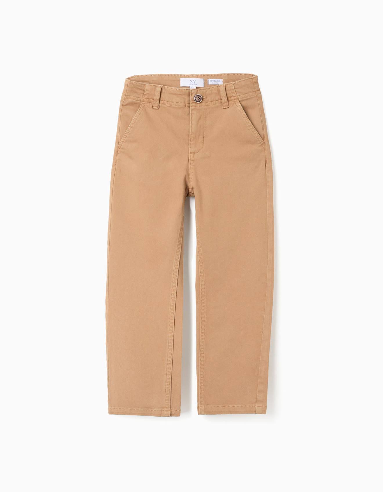 Pantalon Chino En Sergé Beige Foncé