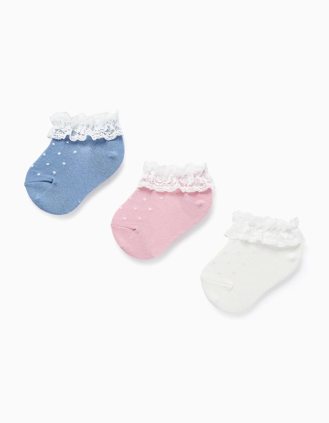 Pack 3 Socquettes Avec Lurex Et Dentelle Multicolore