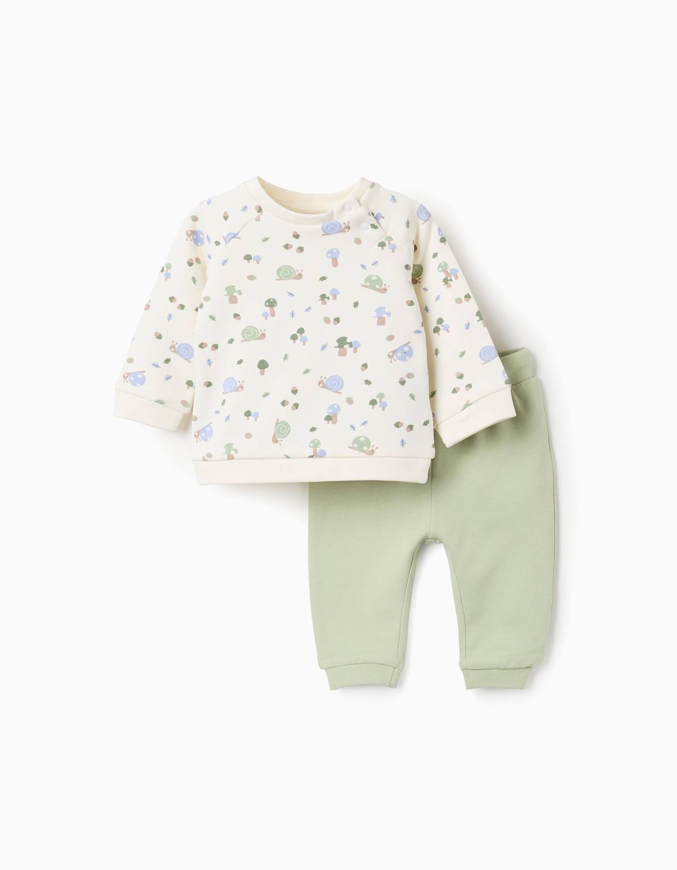 Ensemble Sweatshirt En Coton Polyester Peigné + Pantalon Blanc
