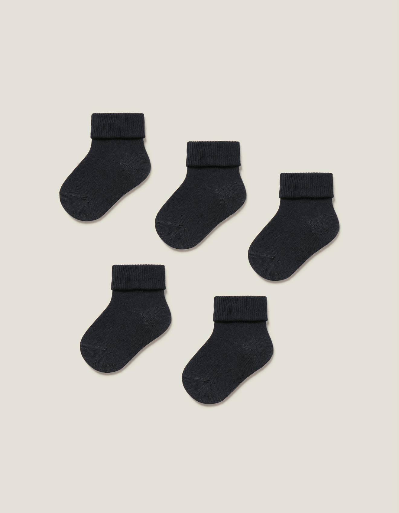 Pack 5 Paires De Chaussettes Avec Revers Côtelés Bleu Foncé