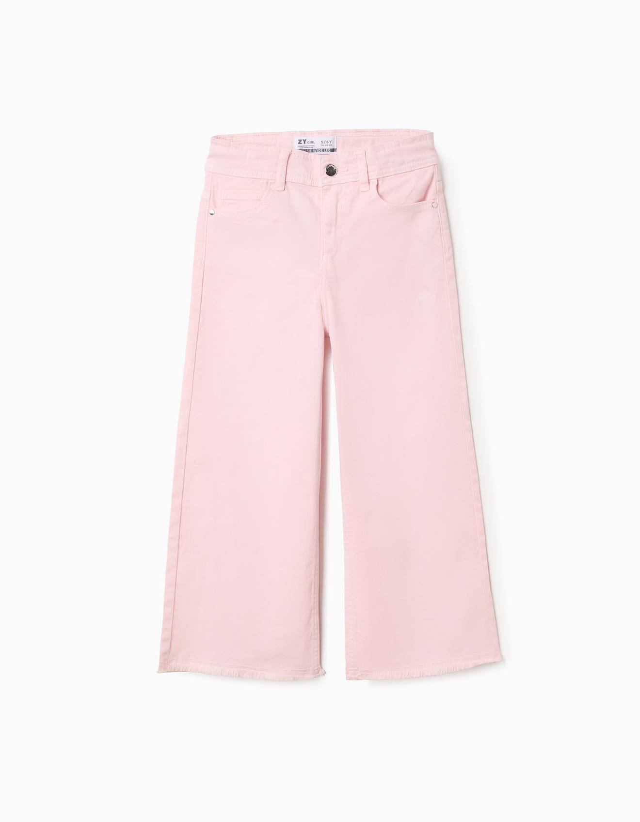 Pantalon En Toile Wide Leg Avec Ourlets Effilochés Rose Clair