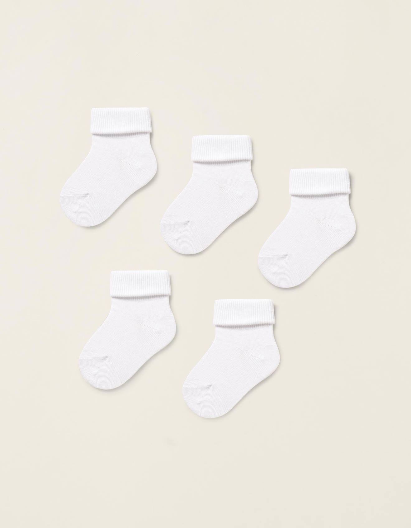 Pack 5 Paires De Chaussettes Avec Revers Côtelé Blanc