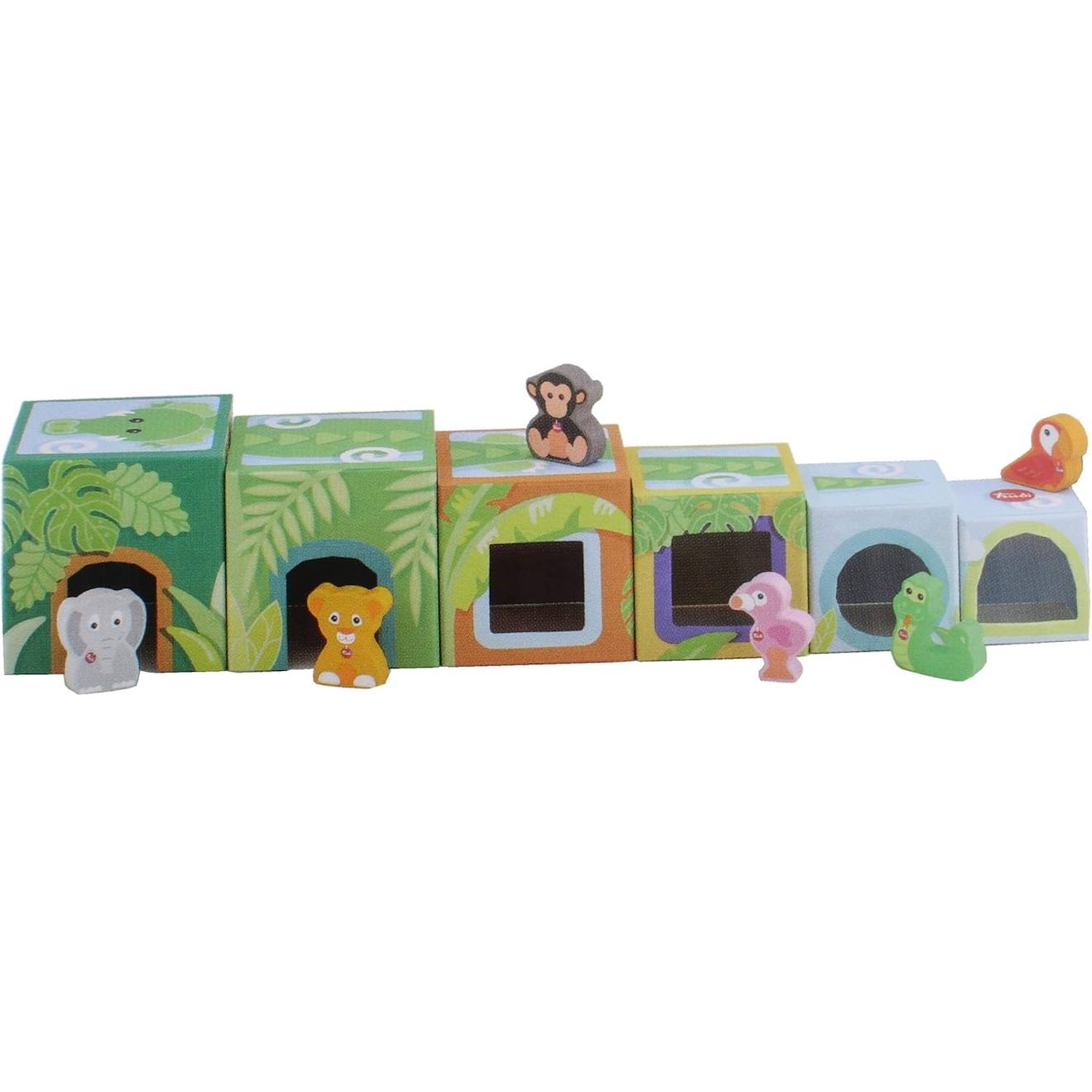 Cubes Empilables Et Animaux Savane Vert