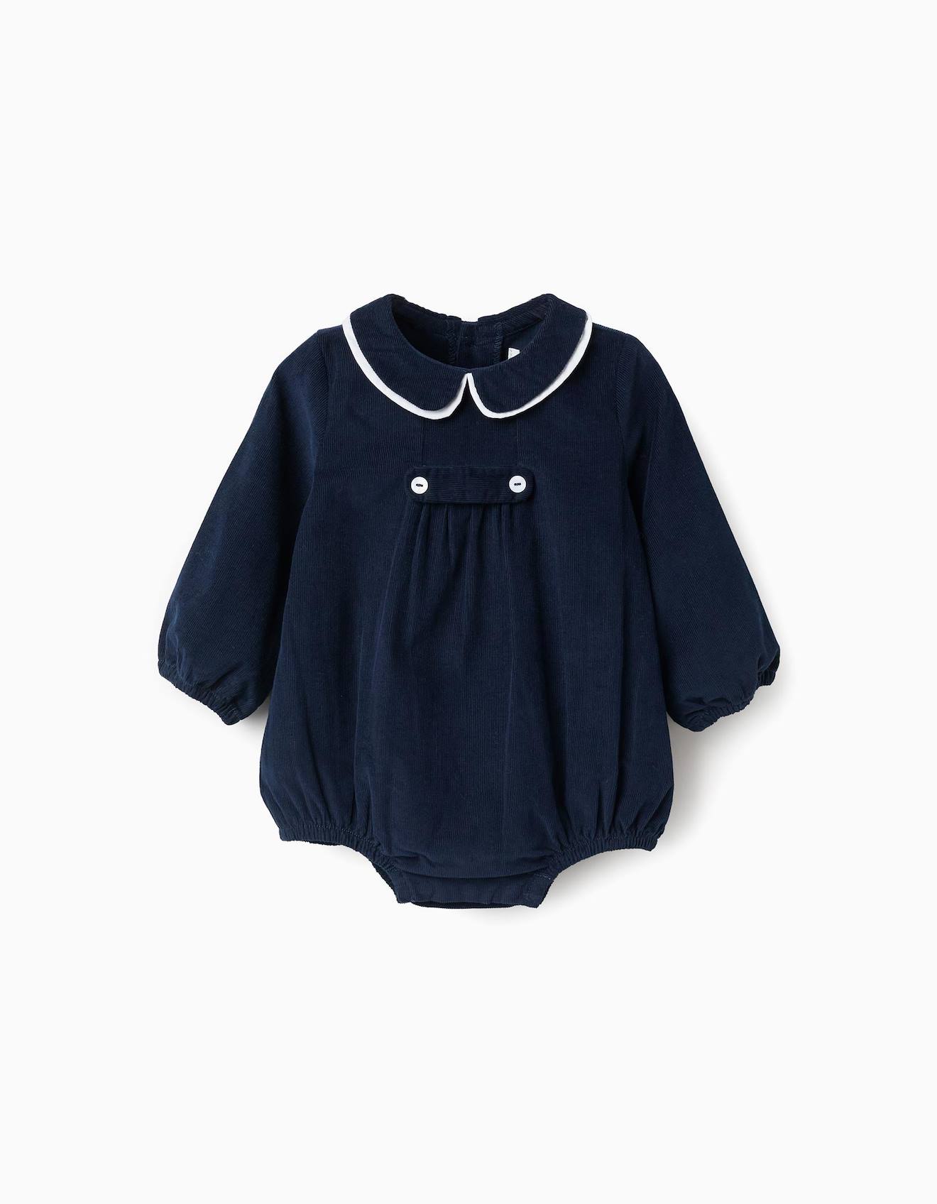 Combinaison En Velours Côtelé Bleu Foncé