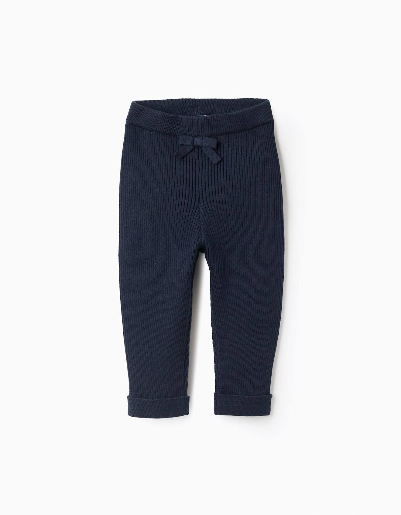 Pantalon En Tricot Avec Nœud Bleu Foncé