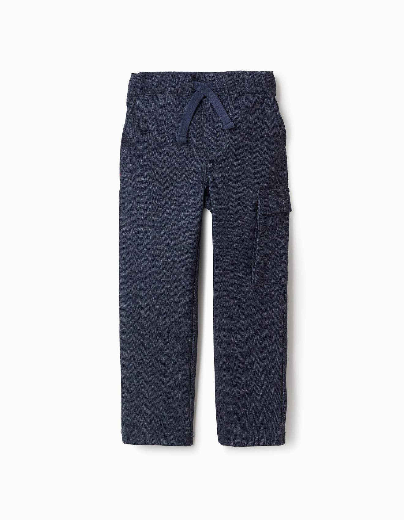 Pantalon Chevron À Coupe Droite Bleu Foncé