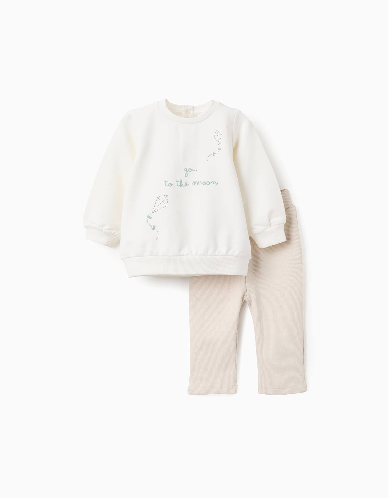 Sweat Et Pantalon Côtelés Moon Blanc