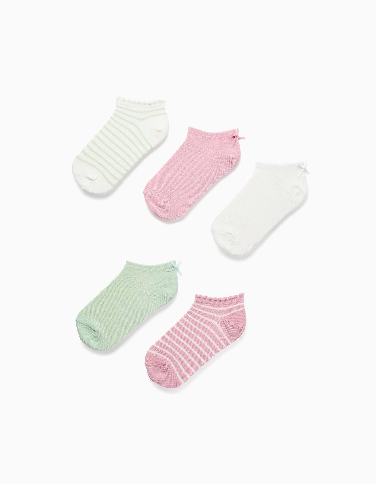 Pack 5 Paires De Socquettes Avec Noeud/rayures Multicolore