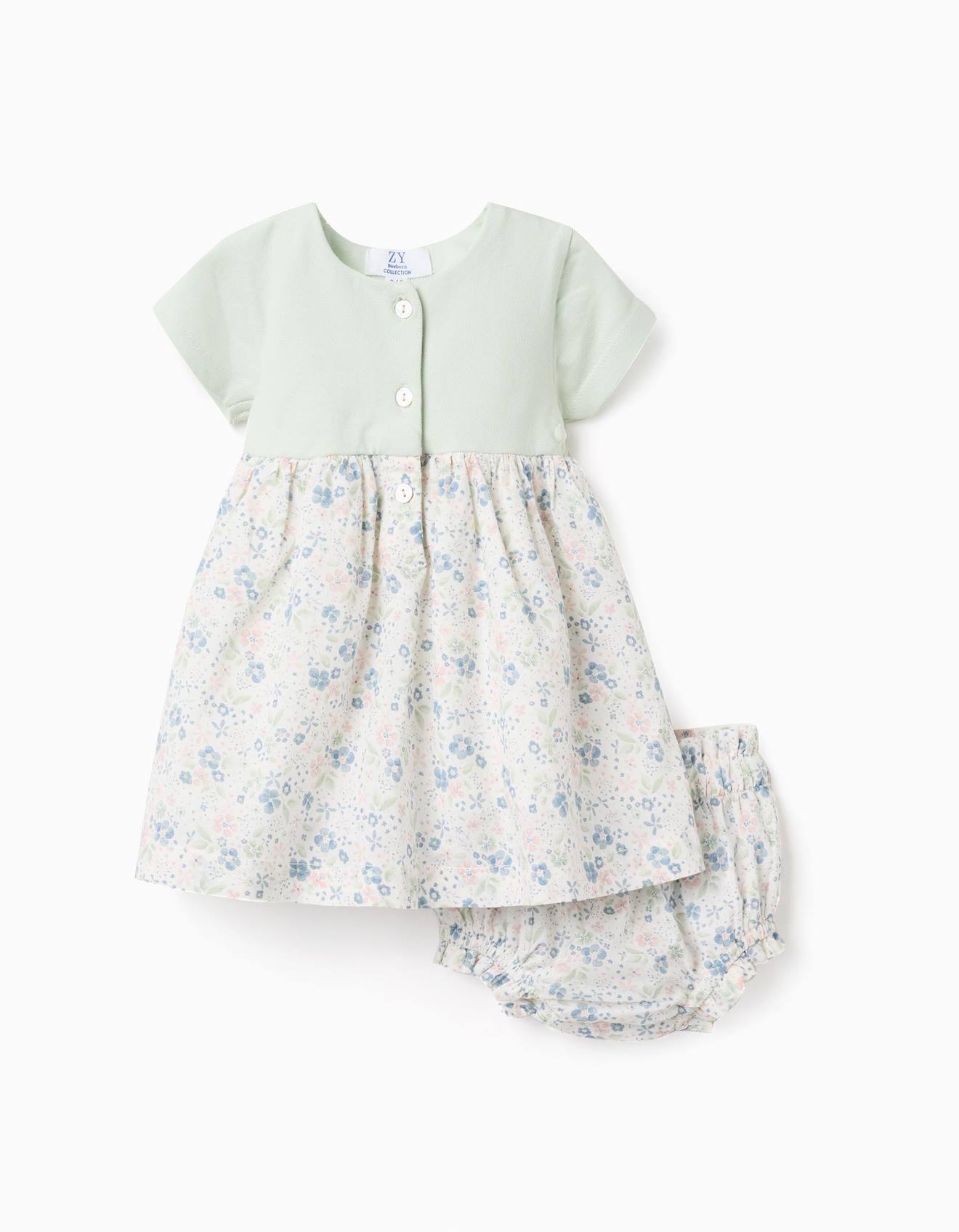 Robe + Bloomer À Motif Foral Vert Clair