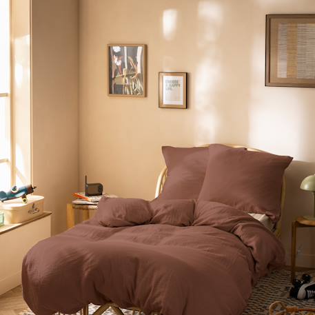 Parure de lit unie en coton, gaze de coton Blanc+Bleu horizon+Caramel+Chocolat+Lichen+Naturel+Terre cuite 16 - vertbaudet enfant 