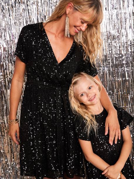 Robe femme à sequins capsule mère fille noir 5 - vertbaudet enfant 