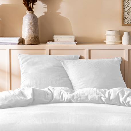 Parure de lit unie en coton, gaze de coton Blanc+Bleu horizon+Caramel+Chocolat+Lichen+Naturel+Terre cuite 3 - vertbaudet enfant 