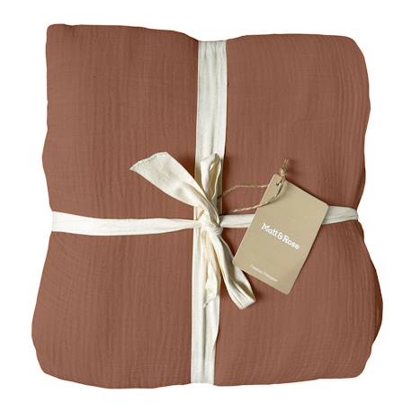 Parure de lit unie en coton, gaze de coton Blanc+Bleu horizon+Caramel+Chocolat+Lichen+Naturel+Terre cuite 17 - vertbaudet enfant 