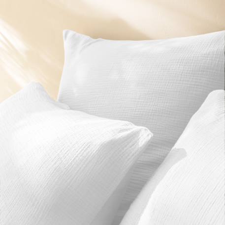 Parure de lit unie en coton, gaze de coton Blanc+Bleu horizon+Caramel+Chocolat+Lichen+Naturel+Terre cuite 5 - vertbaudet enfant 