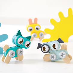 Jouet-Animaux à bricoler en bois, 3 outils - 50 pcs