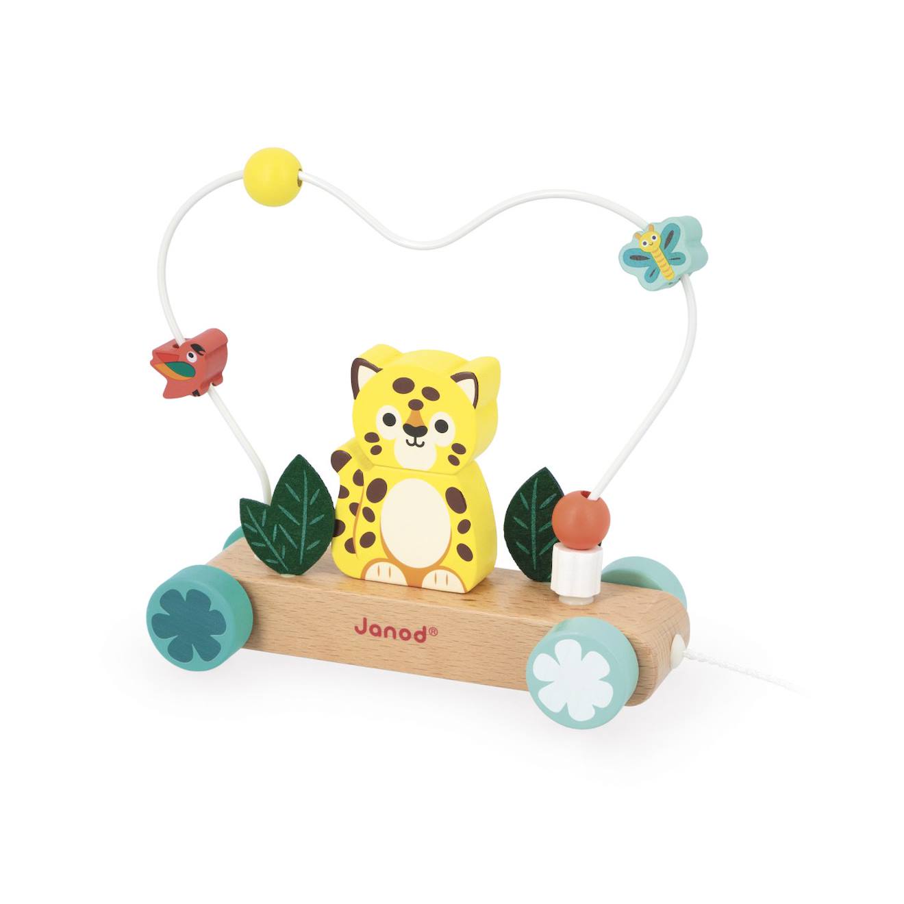 Jouet À Tirer, Jaguar À Promener Avec Boulier Jaune