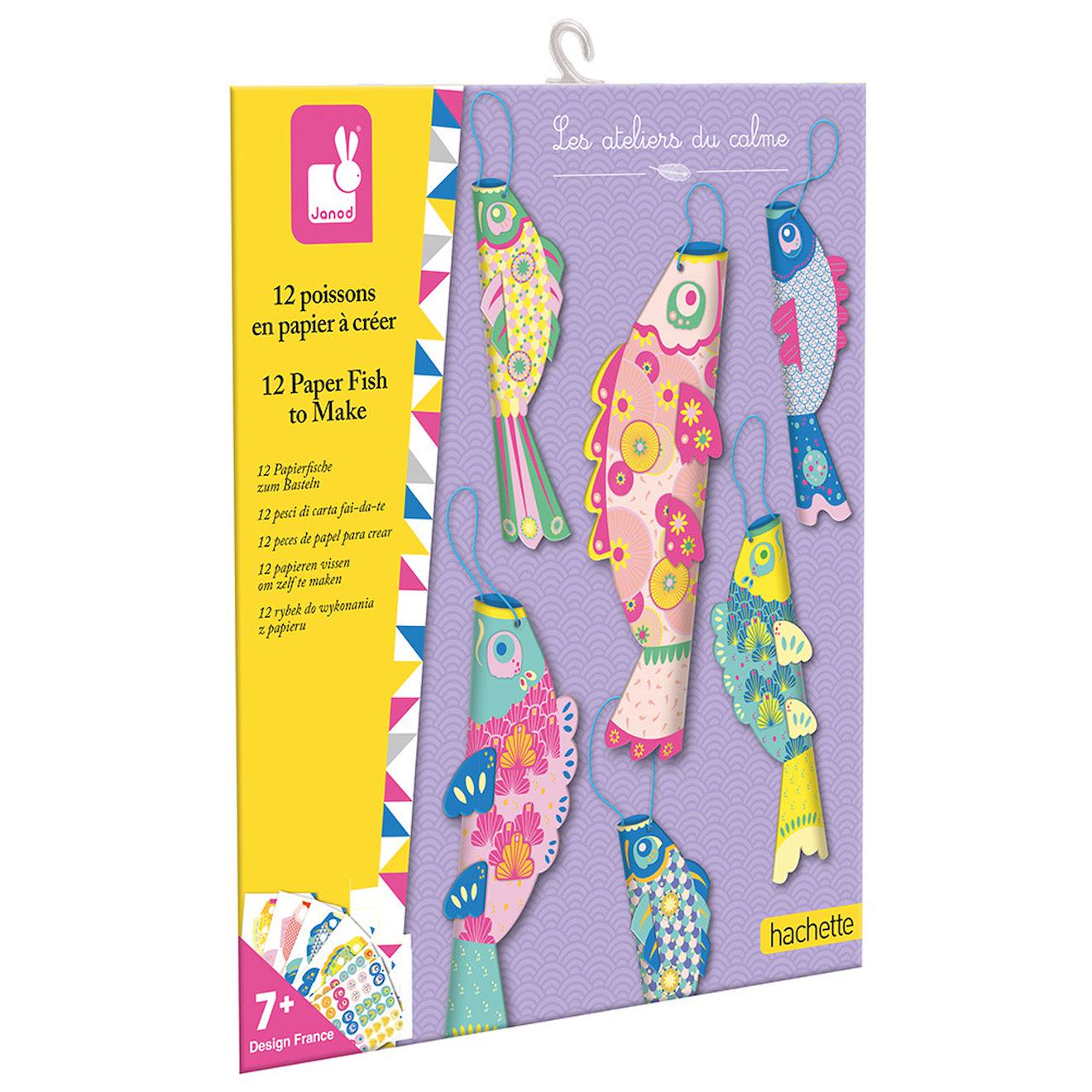 12 Poissons En Papier À Creer Multicolore