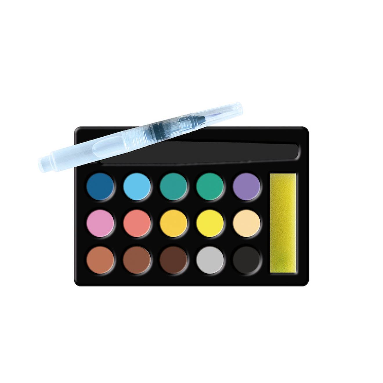 Coffret Aquarelle Janod – Les Ateliers Du Calme – 4 Tableaux Danseurs, Dorure, 15 Couleurs, Pinceau Réservoir, Dès 6 Ans
