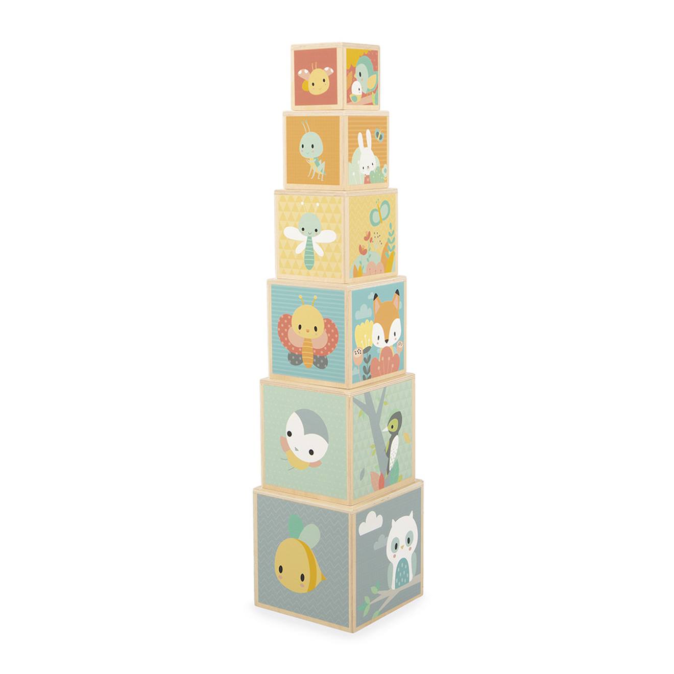 Pyramide En Bois Fsc, 6 Cubes À Empiler Multicolore (Janod) - Image 2