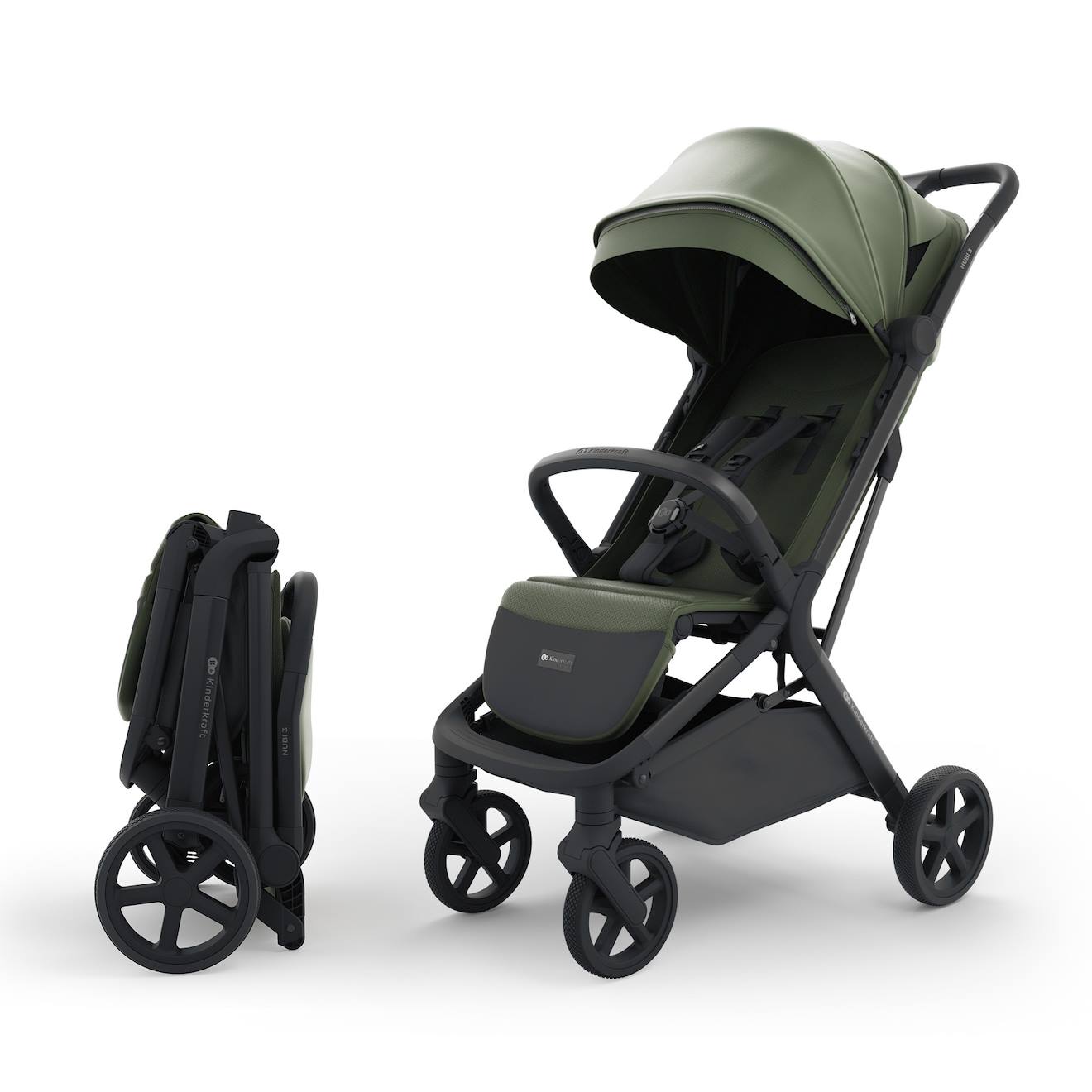 Poussette+Compacte+Pliage+Automatique+Avec+Suspension,+Capote+Impermeable,+Legere+Vert