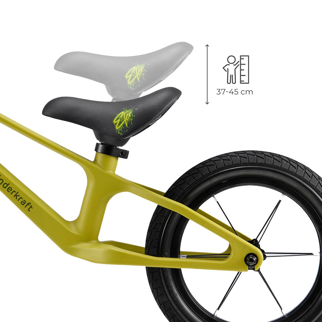 Draisienne Kinderkraft ETER – Jusqu’à 35 Kg, Cadre Nylon 0,6 Kg, Roues PU 12″, Siège Réglable 37-45 Cm