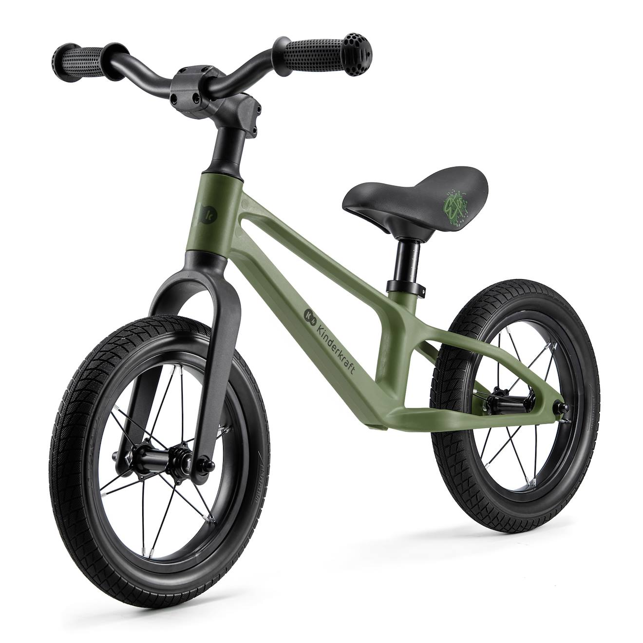 Draisienne Eter Avec Cadre En Nylon Léger, Selle Réglable, Roues Pu 12 Pouces Et Poignées Antidérapantes Vert