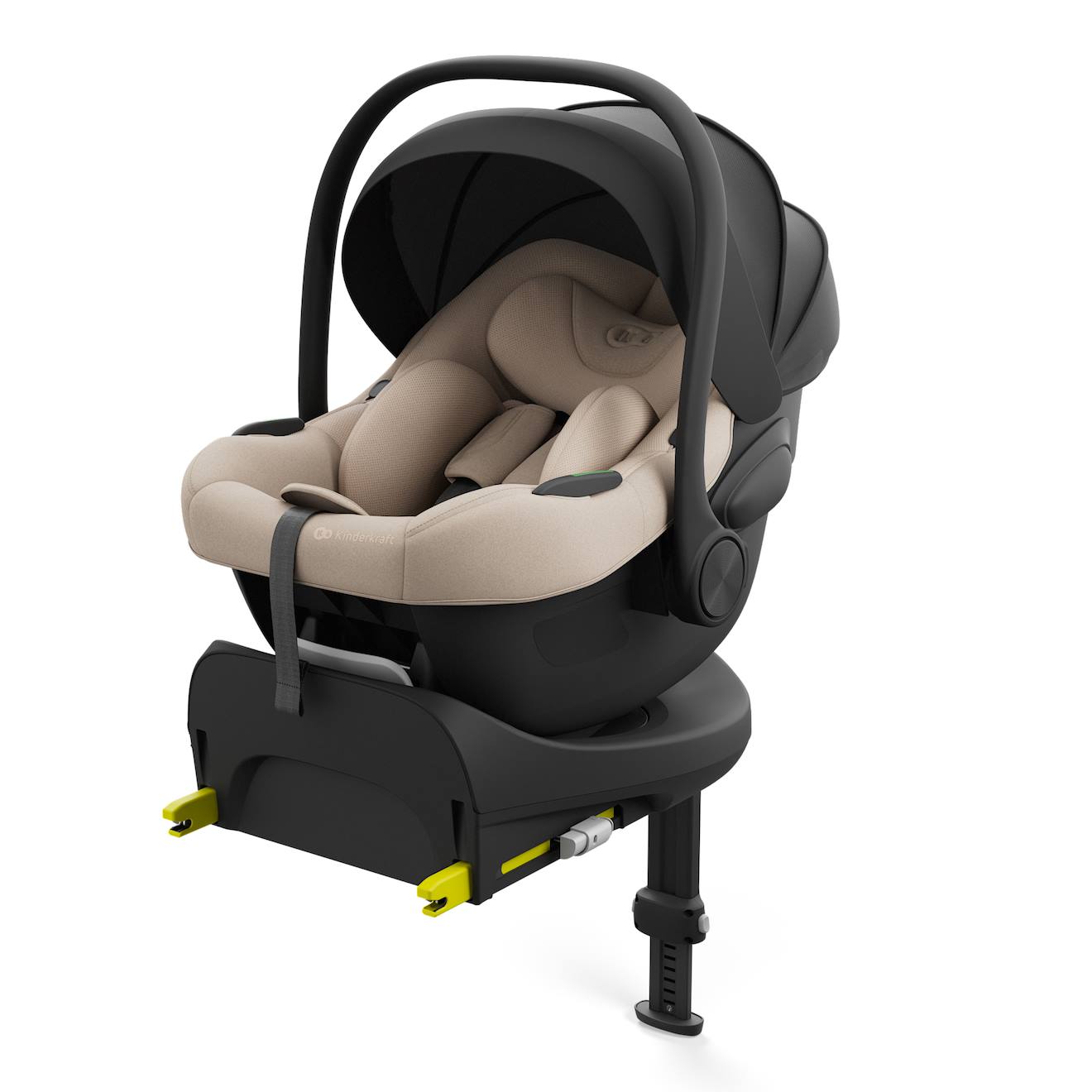 Siège Auto Bébé Kinderkraft I-lite Avec Base Endura Safe Fx, Rotation 90°, Isofix, Air Flow Et Harnais 5 Points Beige