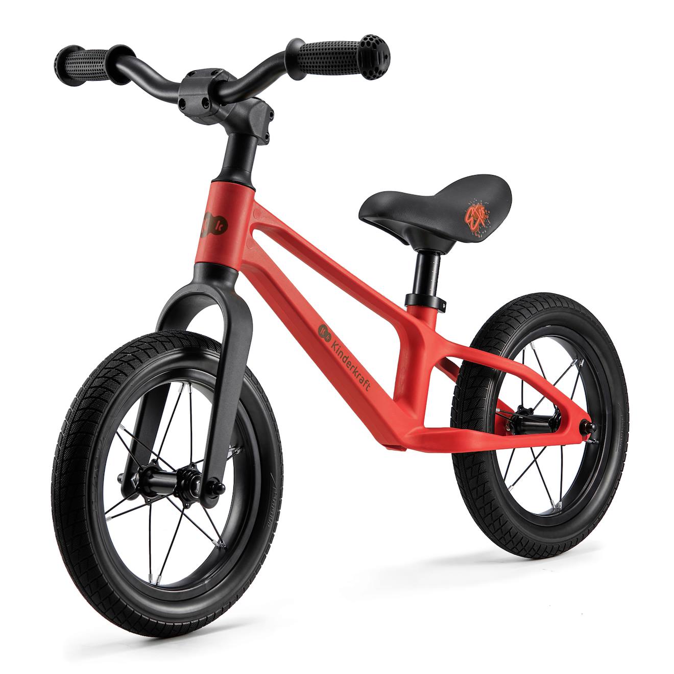 Draisienne Eter Avec Cadre En Nylon Léger, Selle Réglable, Roues Pu 12 Pouces Et Poignées Antidérapantes Rouge