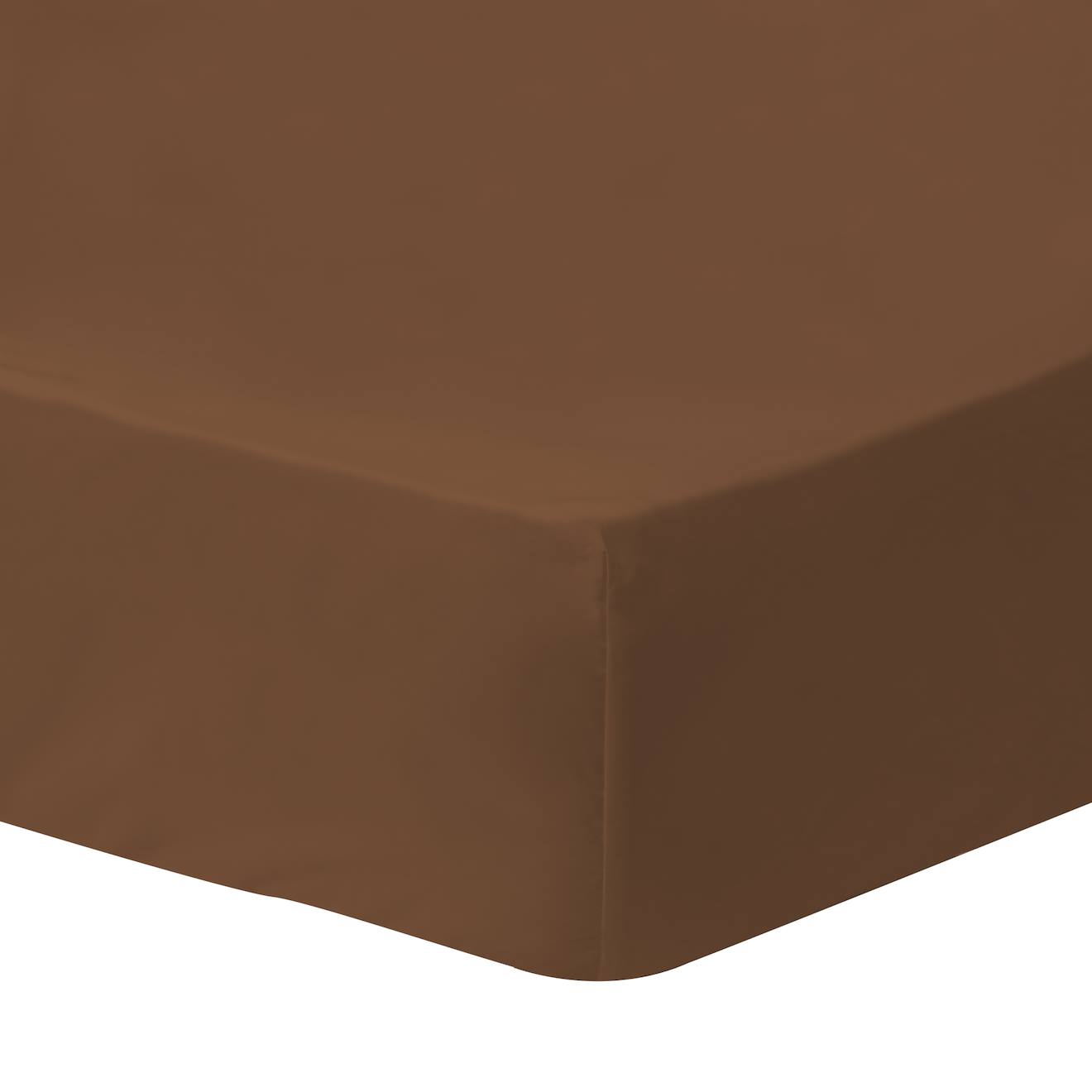 Drap-housse Uni En Coton, Coton Lavé Chocolat