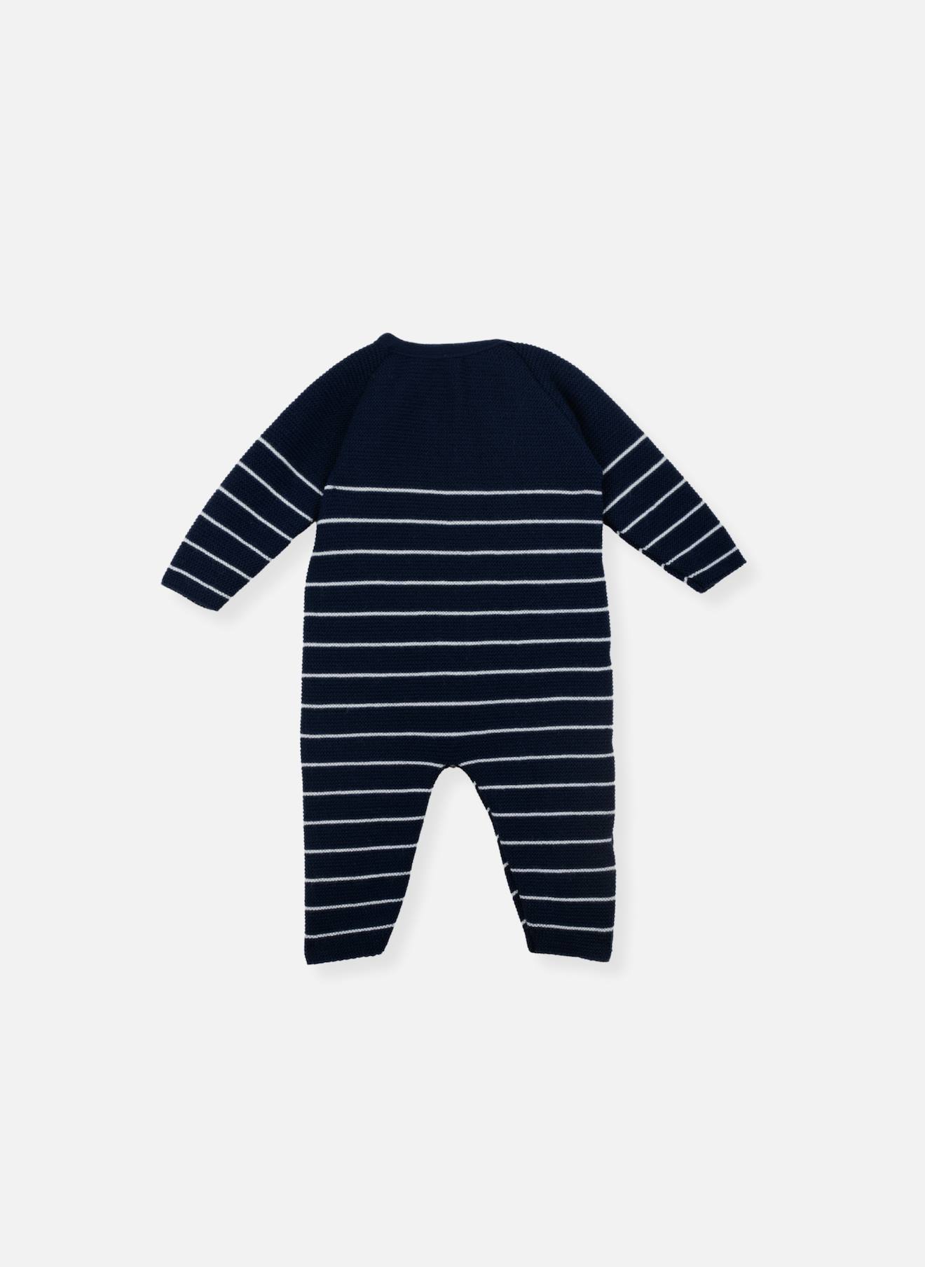 Combinaison Bébé Marinière Marine Rayé Écru (La Manufacture De La Layette) - Image 1