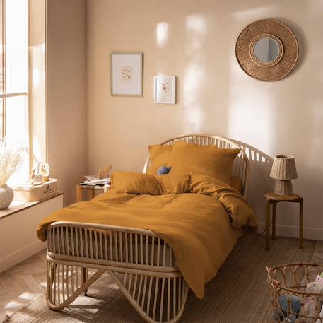 Parure de lit unie en coton, gaze de coton Blanc+Bleu horizon+Caramel+Chocolat+Lichen+Naturel+Terre cuite 11 - vertbaudet enfant 