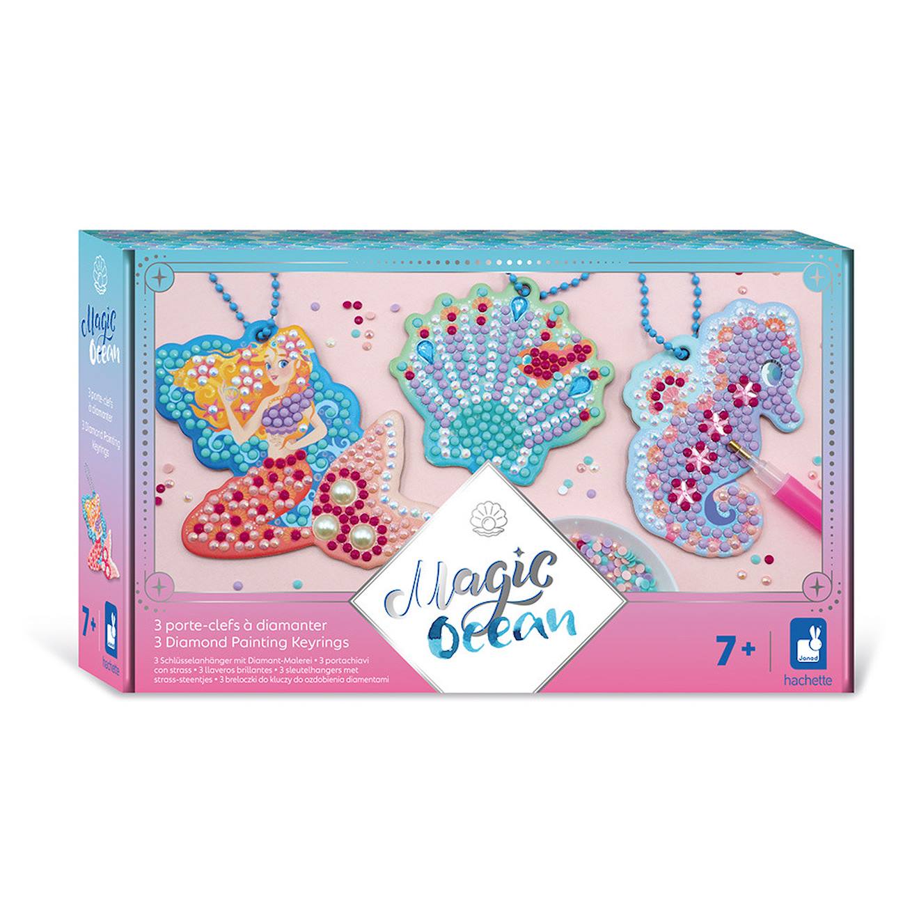 3 Porte-clés À Diamanter Sirène - Magic Ocean Multicolore