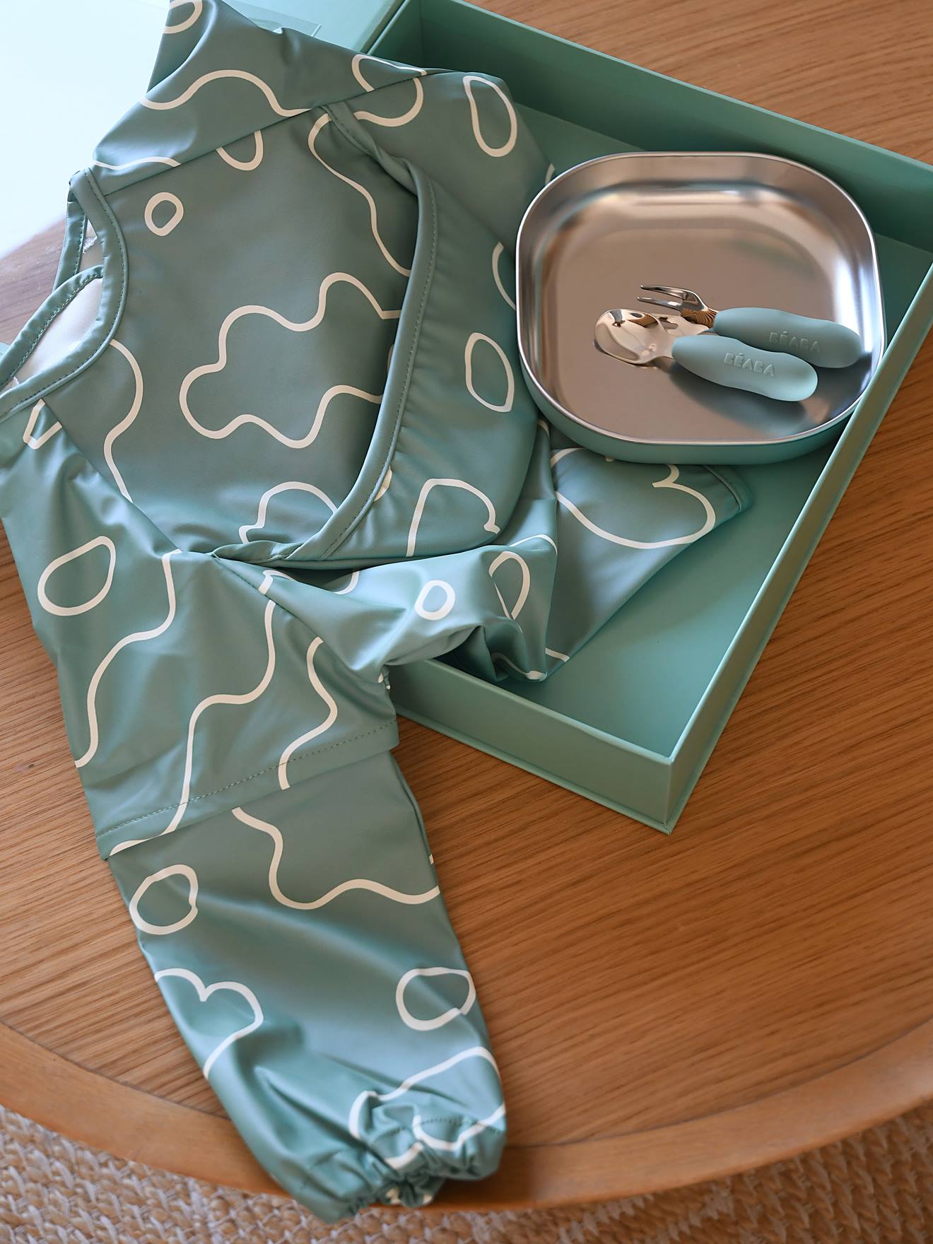 Coffret cadeau premier repas vert sauge