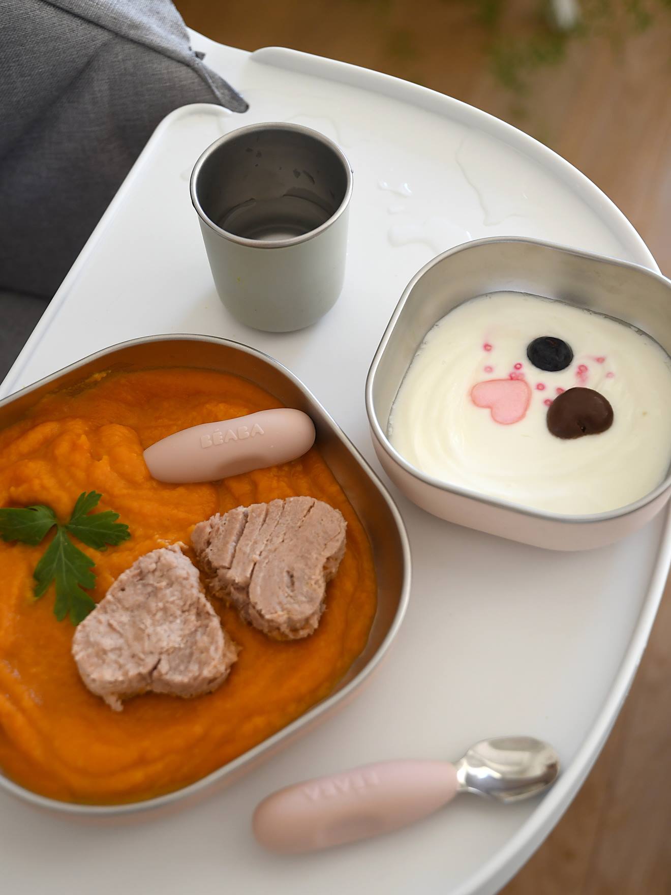 Coffret-repas 3 pièces inox rose