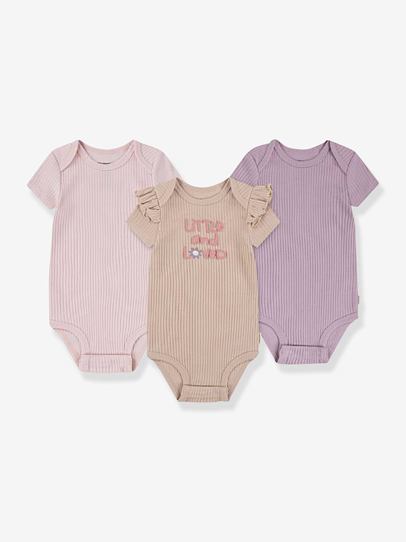 Lot de 3 bodies bébé manches courtes Huggies gris
